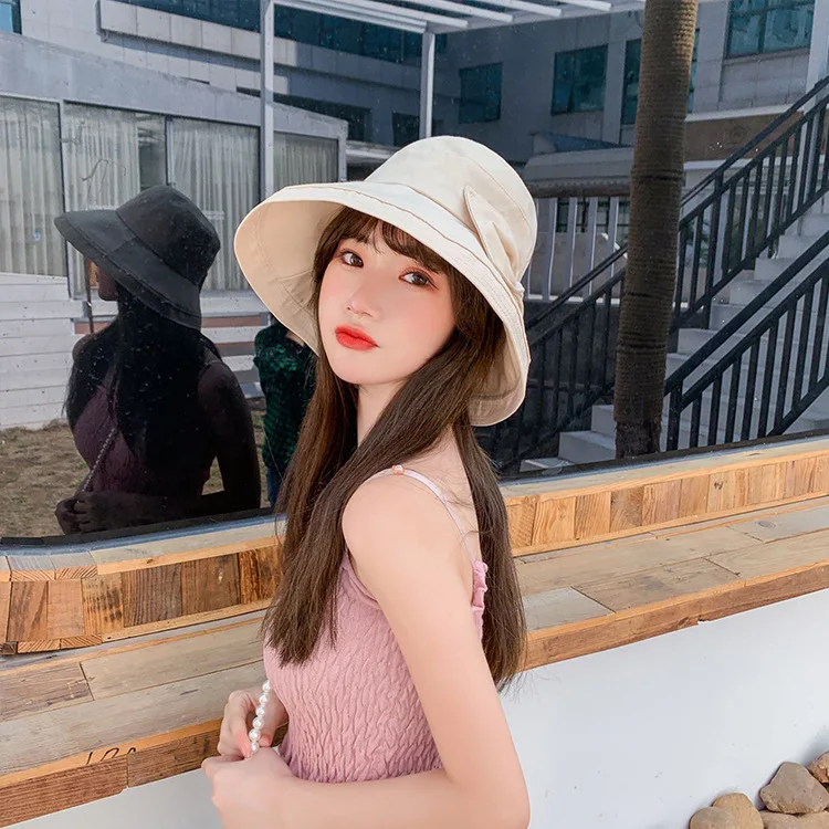 

Lady's Sun Hat Bow Sun Shading Topee Bucket hat Beach Hat New style In Summer Wholesale