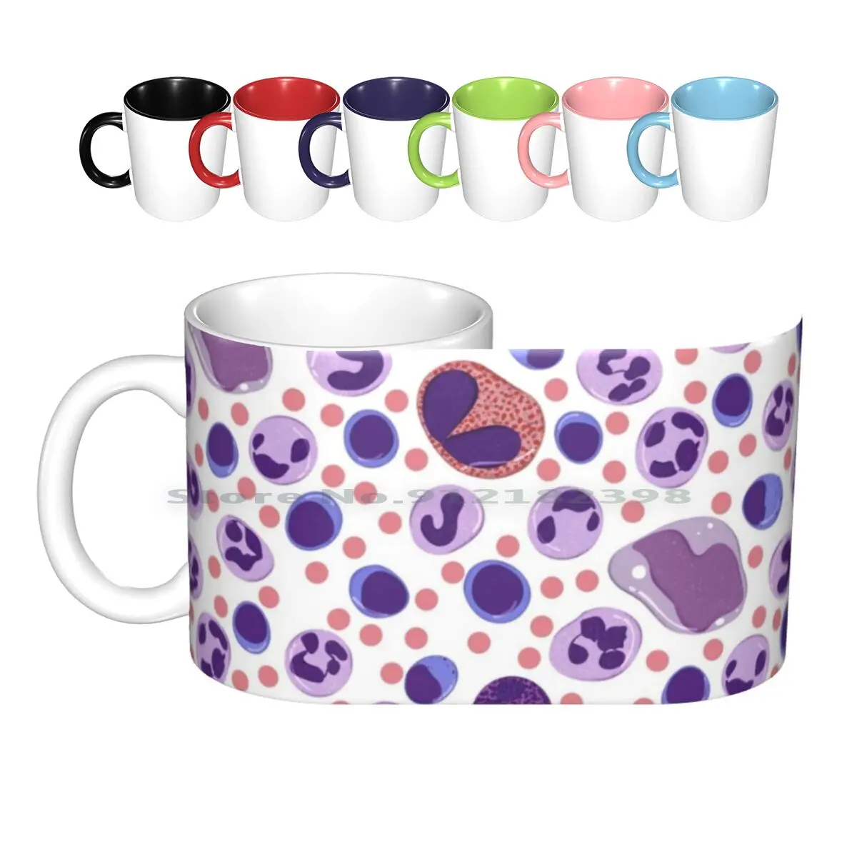 

Large White Blood Cell Pattern Ceramic Mugs Coffee Cups Milk Tea Mug Lab Science Medicine Hematology Blood Technologist Med
