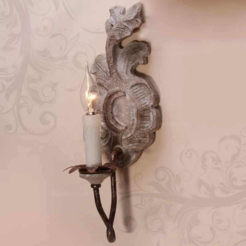 Настенные светильники из французского дерева старинное железное Бра в стиле