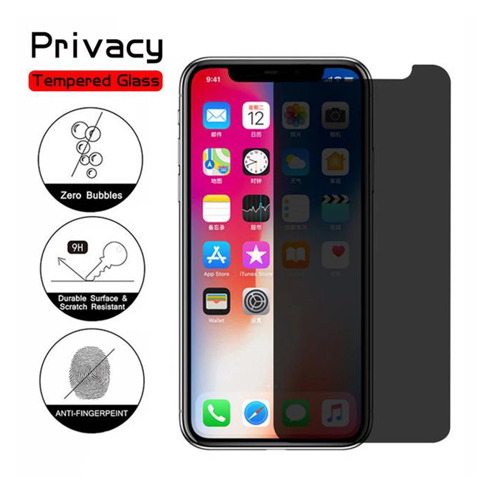 

Half Screen Anti-Spy Tempered Glass Privacy Protector for IPhone 6 6S 7 8 Plus X XR XS 11 12 Pro Max Shockproof Protective Film