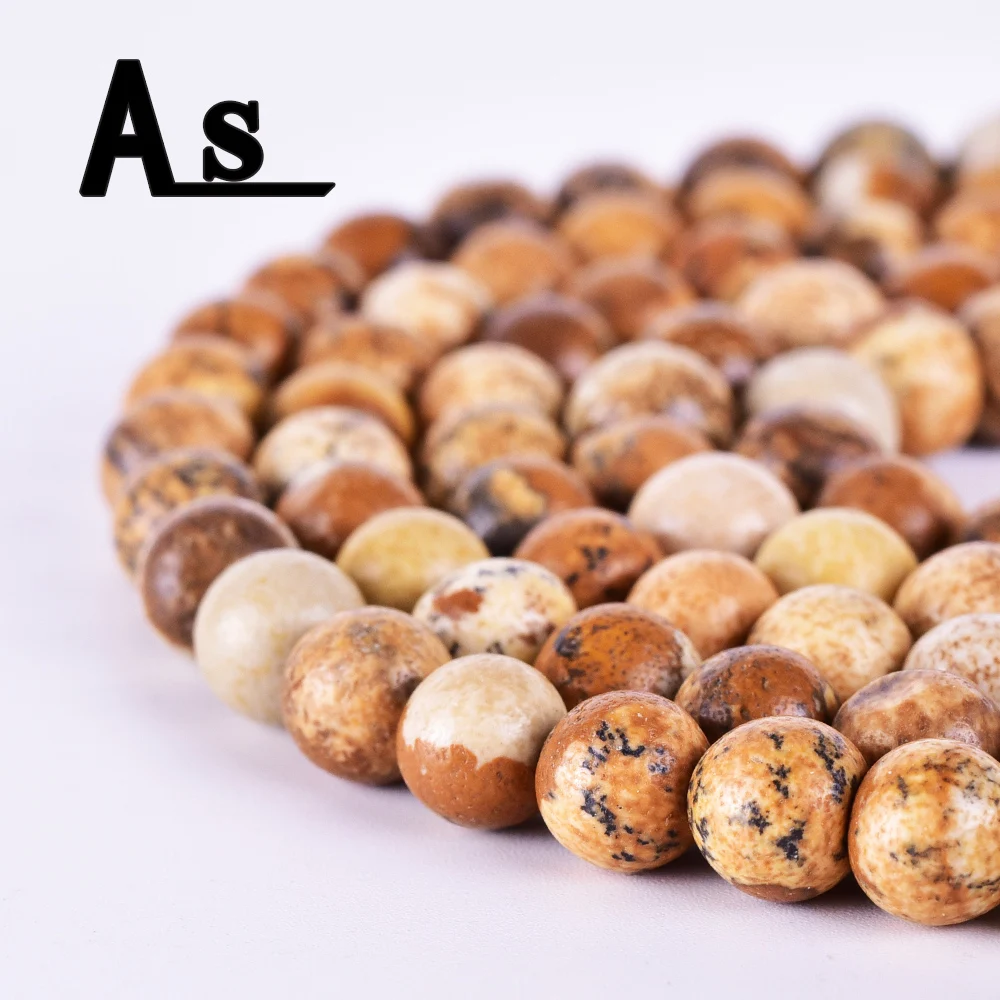 Asingeloo Natural Polished Picture Stone Beads for Jewelry Making 15inches 4/6/810/12/14mm | Украшения и аксессуары