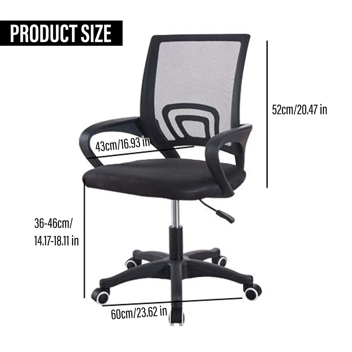 

Ergonomic Gaming Chair Adjustable School Office Chairs Mesh Swivel Mid-back Computer Desk Seat Nylon Base Home Office Chair