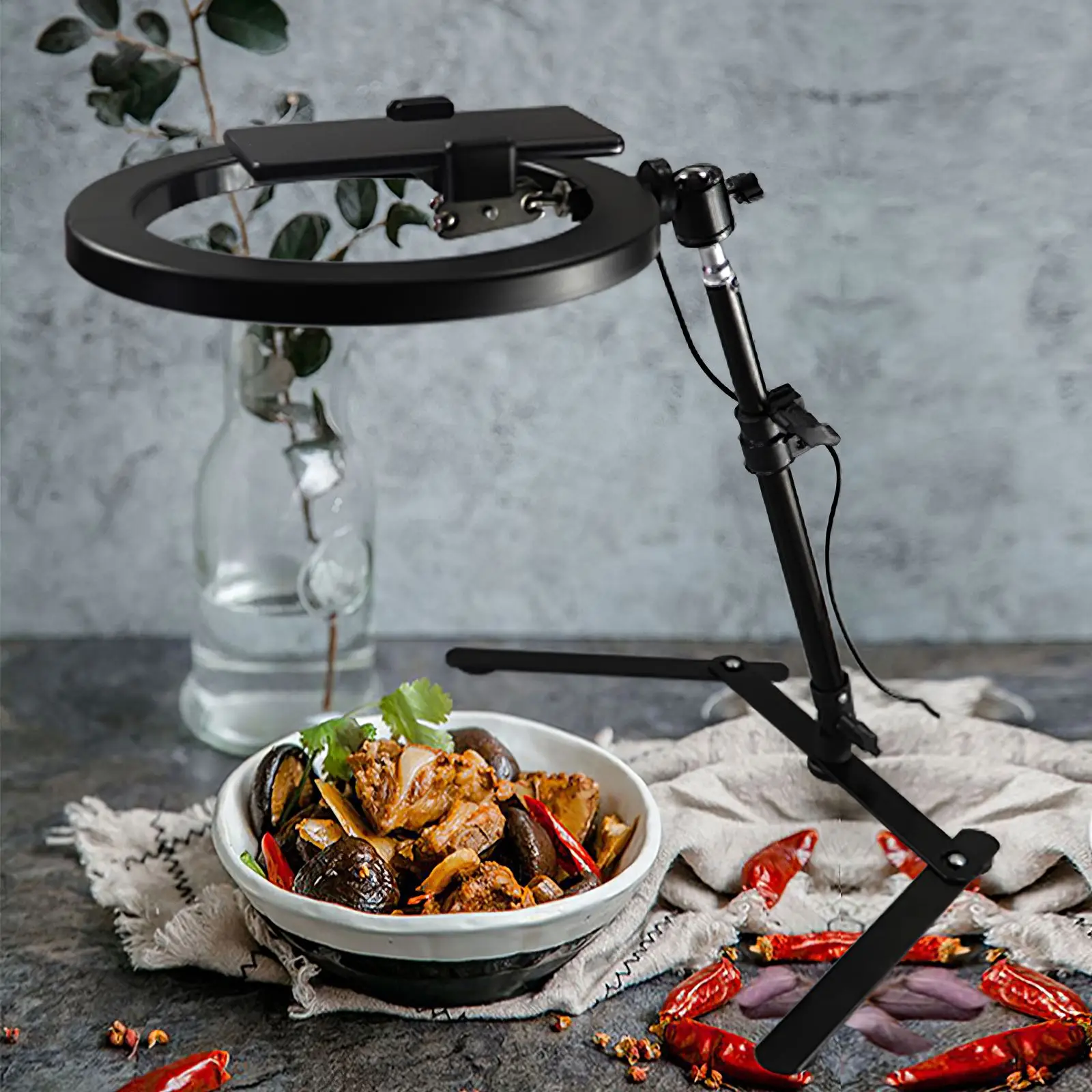 

Phone Stand Monopod With LED Ring Flash Light Lamp Selfie Stick Tabletop Stand With Mobile Phone Holder Overhead Shot For Nail
