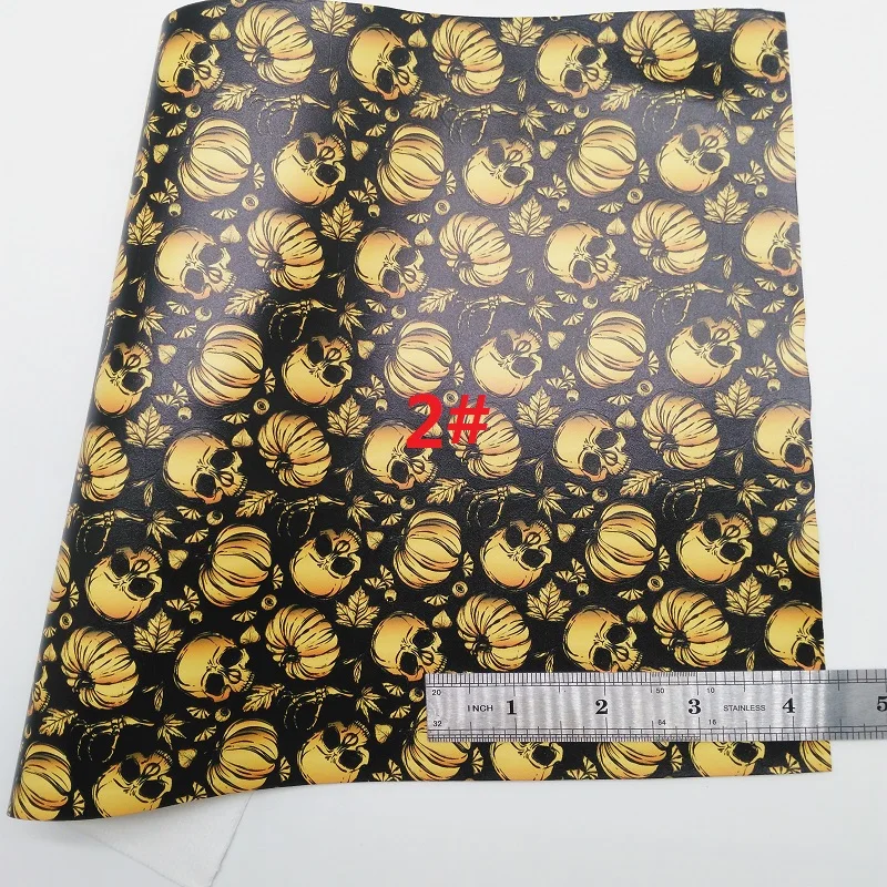 Радужная блестящая кожа черепа тыквы Подсолнухи печатная искусственная ткань