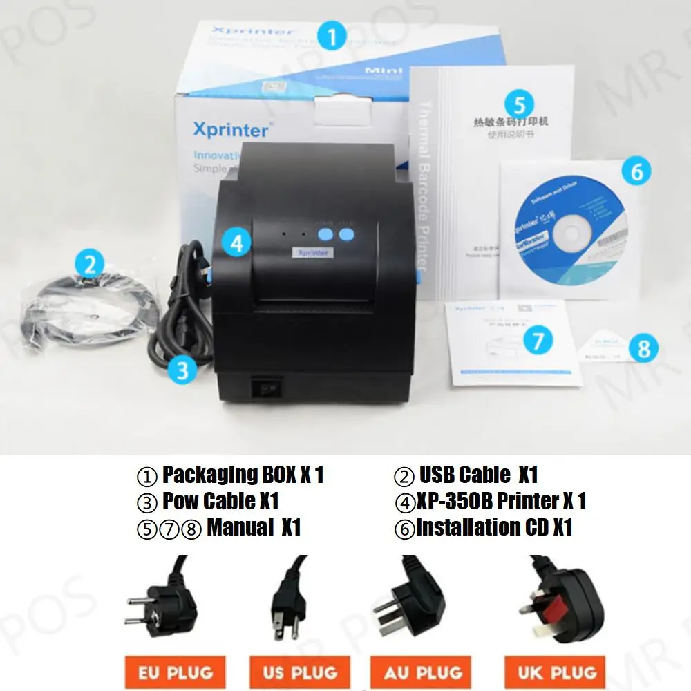 Xprinter XP 330B 20 80 мм пос Термальность чековый Label двойного назначения принтер стикер