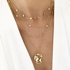 Модный полый круг карта ожерелье с подвеской для женщин Femme ювелирные изделия модное длинное многослойное цепи Bijoux (украшения своими руками) стильное массивное ожерелье Collares Mujer, оптовая продажа