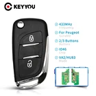 Ключ автомобильный KEYYOU 433 МГц ASKFSK, ключ для Peugeot 107 207 307 307S 308 407 607 CE0536 CE0523 VA2HU83 23 BTN