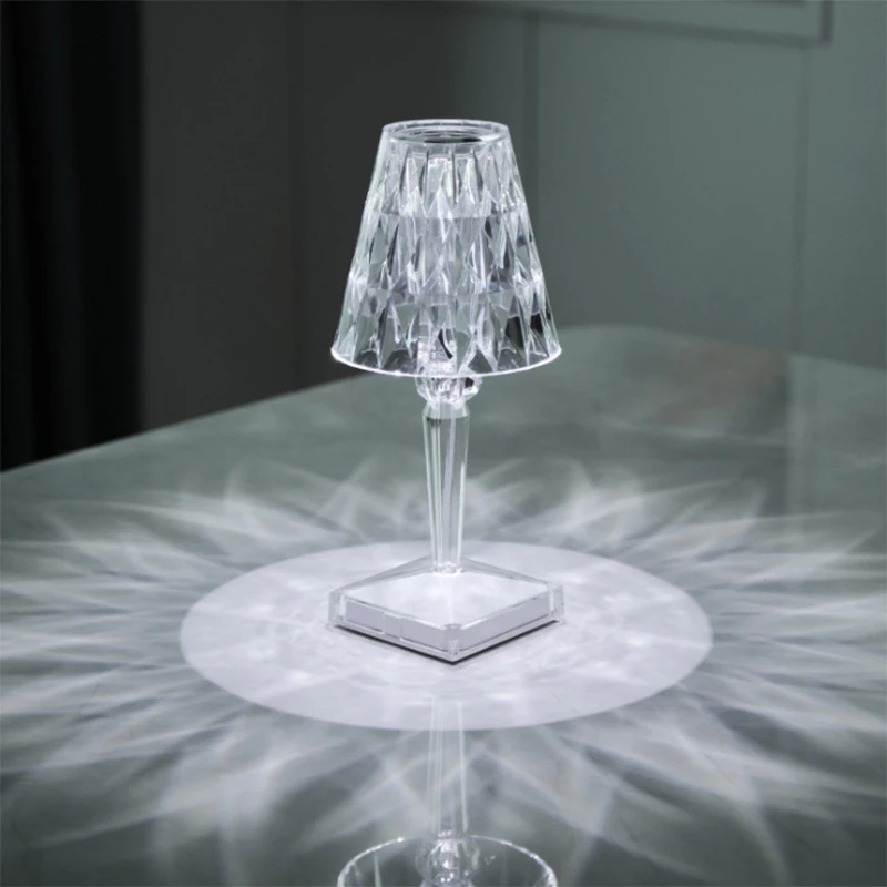 

Diamond Table Lamp USB Rechargeable Acrylic Decoration Desk Lamps Bedroom Bedside Bar Crystal Lighting Night Light