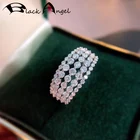 Черный Ангел 2021 новый 925 стерлингового серебра 5 рядов Роскошный белый драгоценный камень циркон любимой Регулировка размера кольцо для женщин, ювелирное изделие для свадьбы, подарок