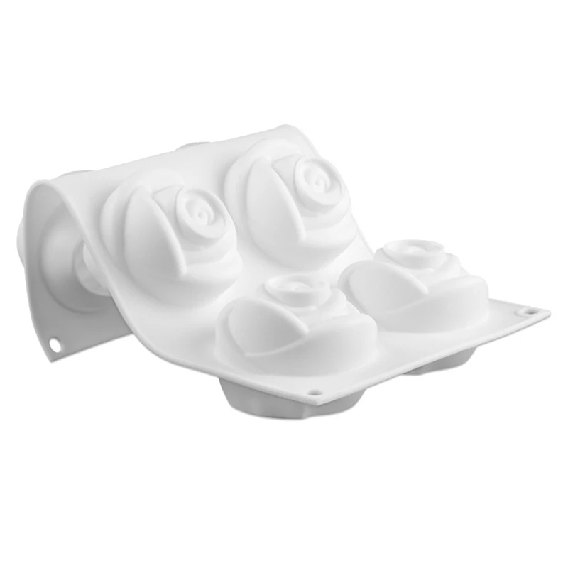 

6 Cavity 3D Rose Flower Silicone Cake Mold for Chocolate Mousse Pastry Dessert Ice Cream Baking Mould Bakeware Decorating Tools