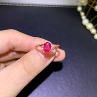 natural ruby ring large grain fine fashion womens jewelry s925 sterling silver plated 18k gold engagement