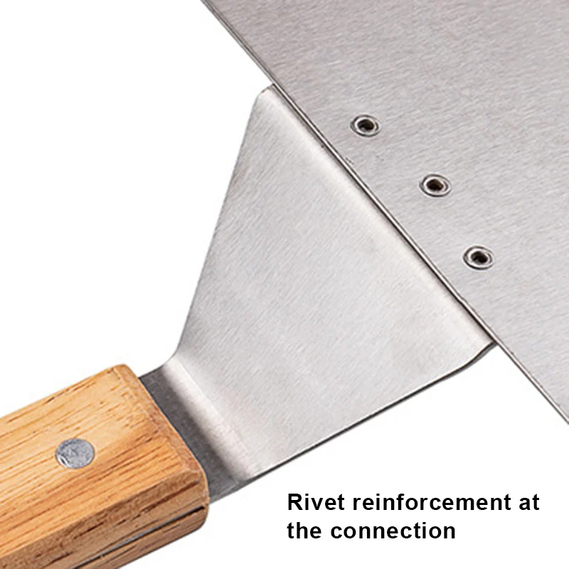 

10 Inch Stainless Steel Shovel for Pizza Safe Transfer with Wooden Handle Square for Pizza Safe Transfer and Baking DNJ