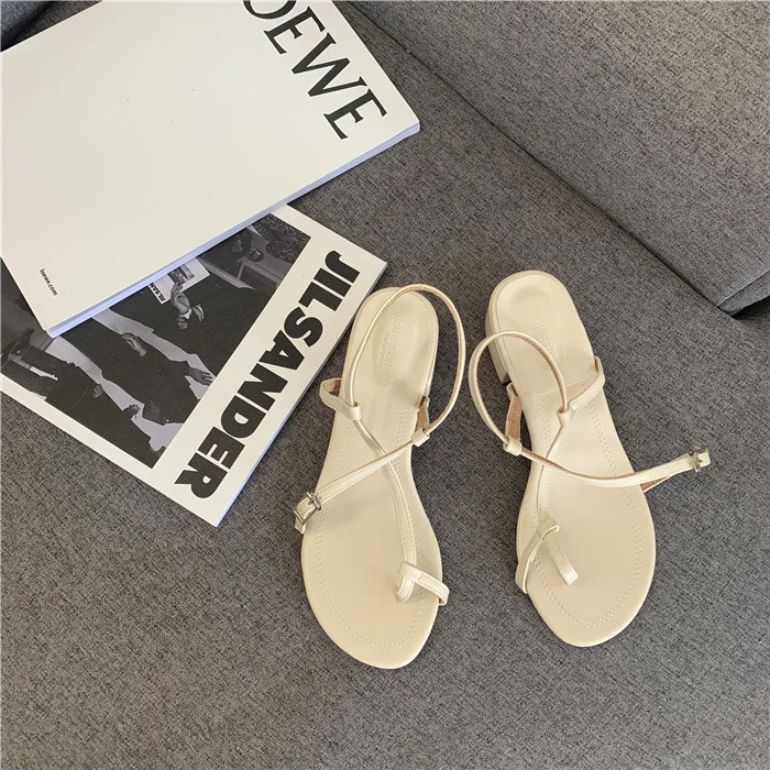 

all-match thick heel black Middle heel girl Sandals fairy wind tide 2020