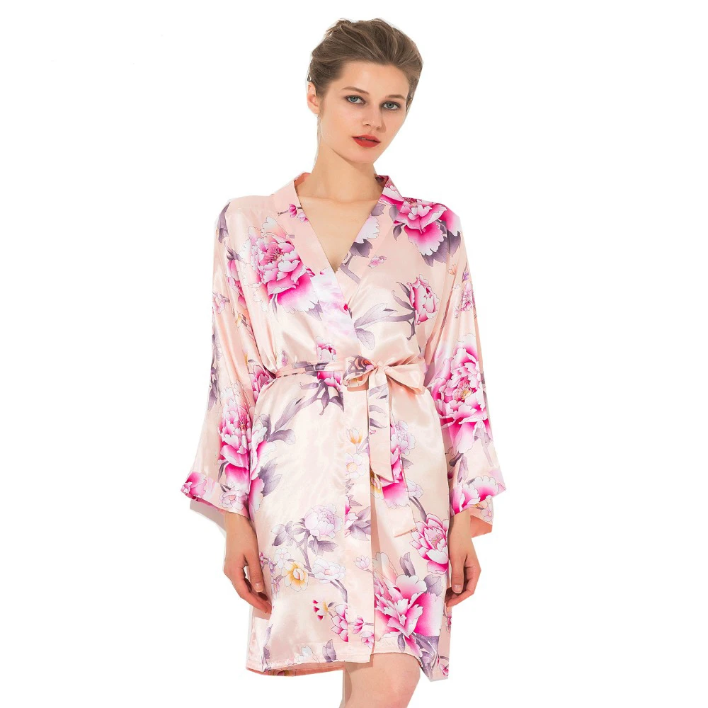 silk satin floral robe New Women Large silk satin floral robe Wedding bridal bridesmaid robes silk robes for women