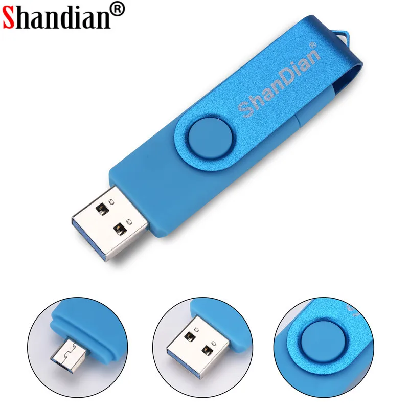 SHANDIAN Usb 2,0 OTG USB флеш-накопитель, смартфон, планшетный ПК, 4 ГБ, 8 ГБ, 16 ГБ, 32 ГБ, 64 ГБ, флеш-накопители OTG, Usb флешка с реальной емкостью