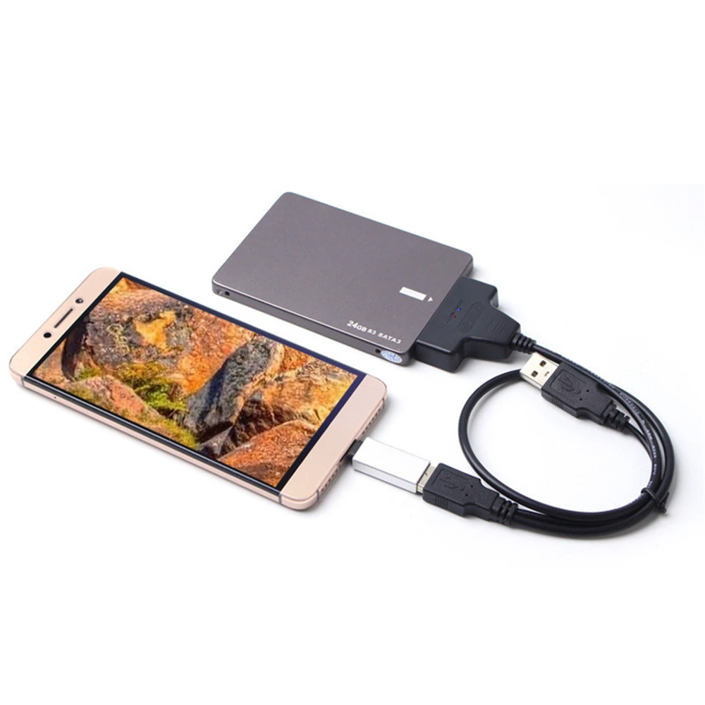 Горячая SATA к USB 2 0 7 15 22pin кабели адаптера внешняя мощность для 5 ''Ssd Hdd жесткий