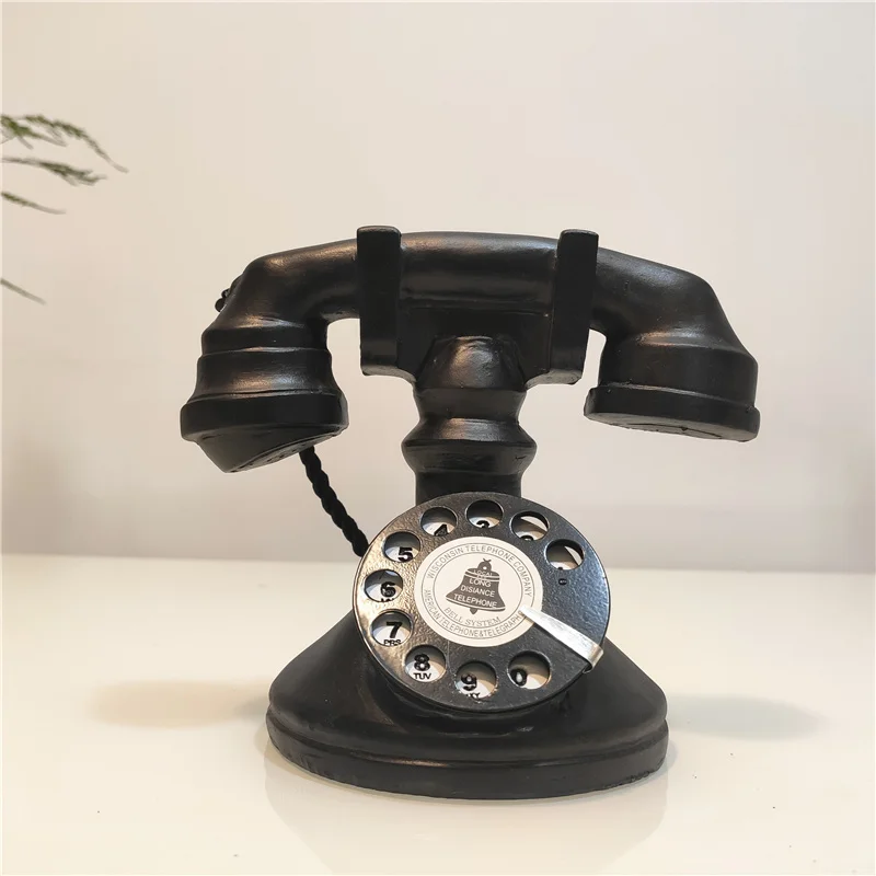 Красный Черный винтажный телефон из смолы аксессуары для домашнего декора