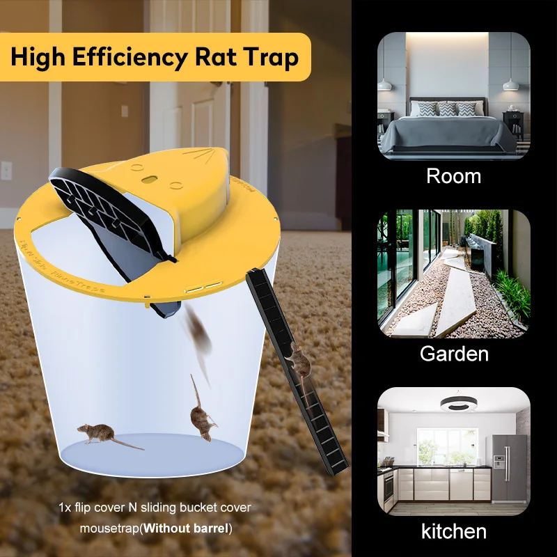 

Reusable Smart Mouse Rat Trap Plastic Bucket Lid Mousetrap Humane or Lethal Mouse Trap Multi Catch Auto Reset Garden Tools