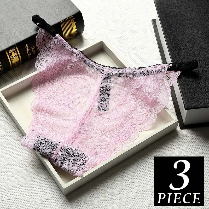 Q 3pcs 3 шт., сексуальные кружевные трусики для женщин, бесшовные трусы, Прозрачное нижнее белье с низкой талией, хлопковые трусики, женское комфортное нижнее белье# D - Цвет: Q 3pcs