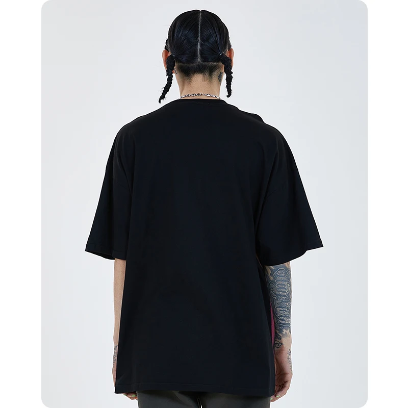 

summer Gradient paint lettering T-shirt oversized women Men's clothes Harajuku Hiphop streetwear High street Gothic tee zhuchao