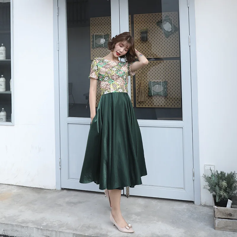 

Women New The Banquet Black Tasse A-line Dresses Elegant Tea-length Tulle Evening Party Formal Dresses Robe De Soiree 020402