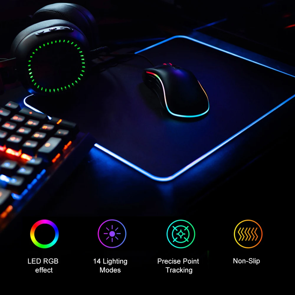 Светодиодный RGB игровая Мышь Pad 14 режимов освещения очень большой мягкий коврик