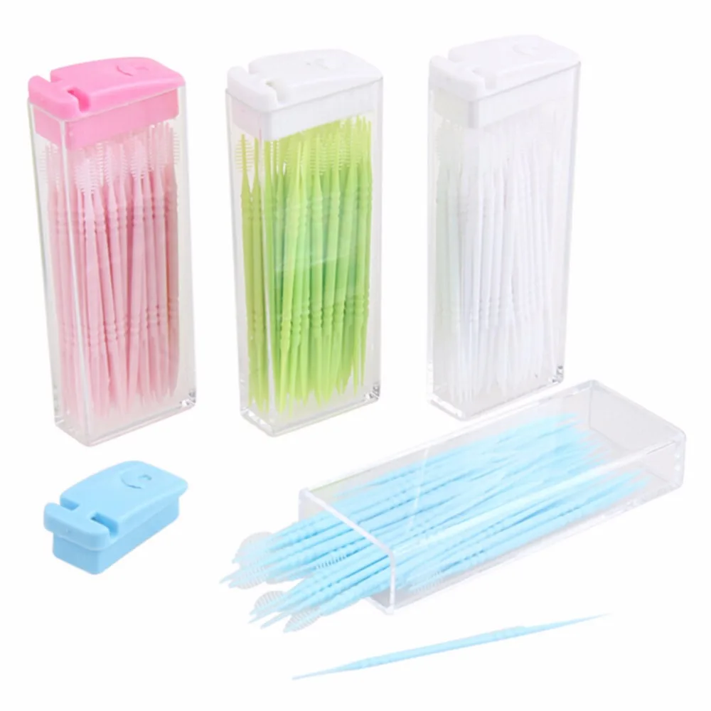 

50pcs/box Double Head Dental Floss Interdental Toothpick Brush Dental Oral Care Toothpicks Floss Pick Brush Teeth Stick