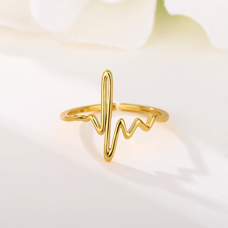 Женское кольцо в форме волны регулируемое из нержавеющей стали Пляжная