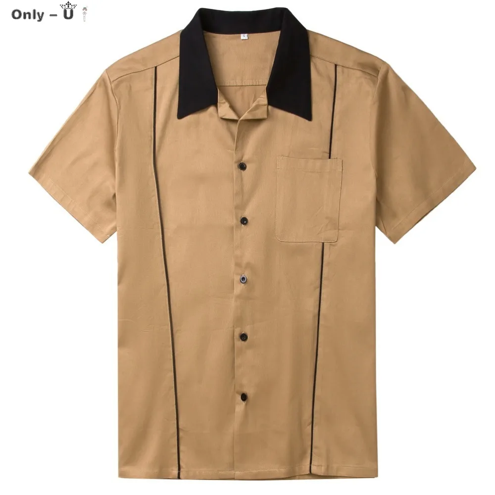 

Vintage Shirt Work Shirts Men Blouse koszula spinki do mankoetow Dress Shirt Men's Short Sleeve Shirts Camiseta Retro Hombre