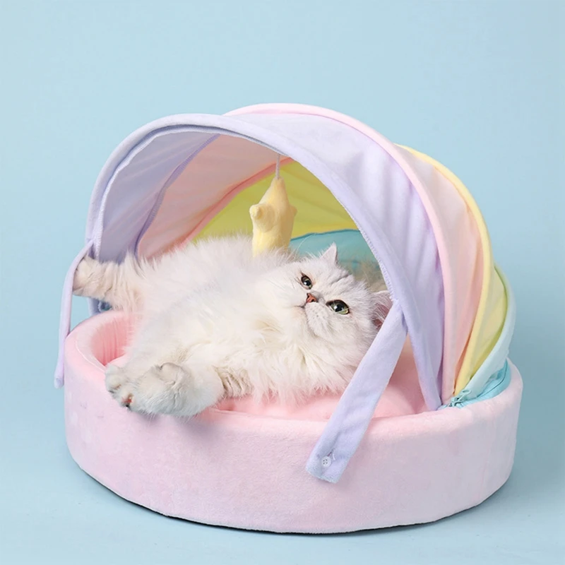 

Радужная кровать для собак и кошек, мягкая уютная дышащая кровать для глубокого сна, котенок, щенок, Лежанка для сна, домашняя подушка, подуш...