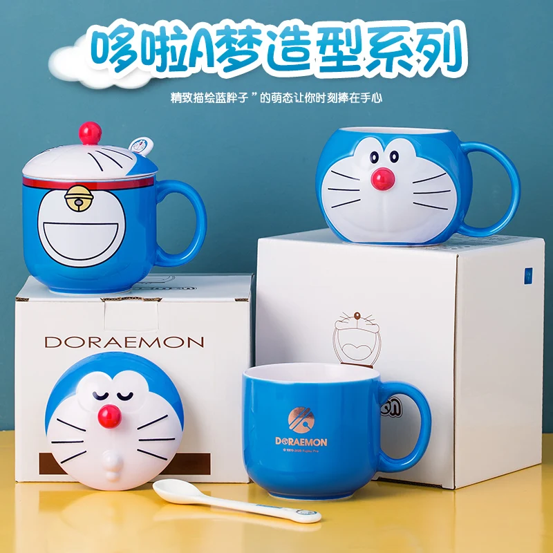 

Doraemon Mug Children's Ceramic Cartoon Cup Water Cup Couple Pair Cup with Cover Birthday Gift Machine Cat