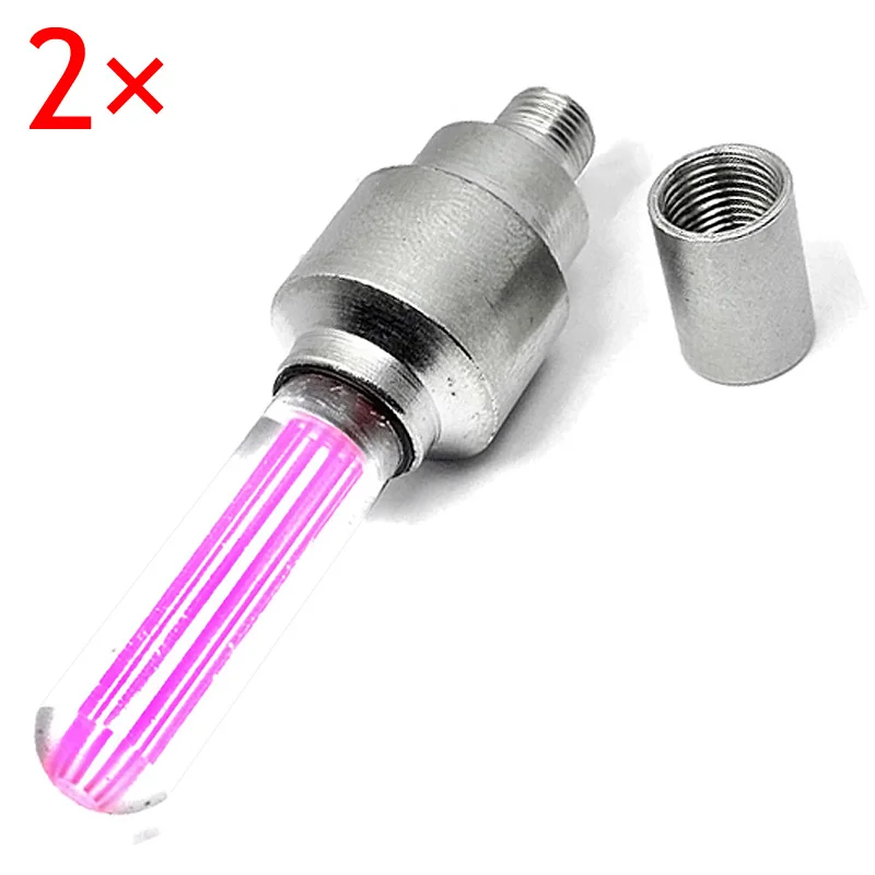 Pink 2 Pcs LED Bike Wheel Lights with Battery Pre-installed Bicycle Wheel Spoke for Cycling Racing THJ99 - Color: Pink
