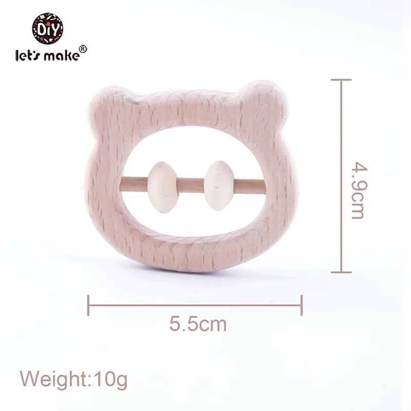 BEAR rattle Детские игрушки, 1 шт., силиконовые бусины, мультяшная детская погремушка-прорезатель для зубов, кольцо из бука, 0-12 моль, детские рождественские подарки, коляска, давайте сделаем - Цвет: BEAR rattle