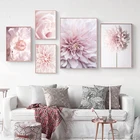 Плакаты и картины для гостиной, яркие, как жизнь, розовые вишневые цветы, пионы, птицы, скандинавские рисунки