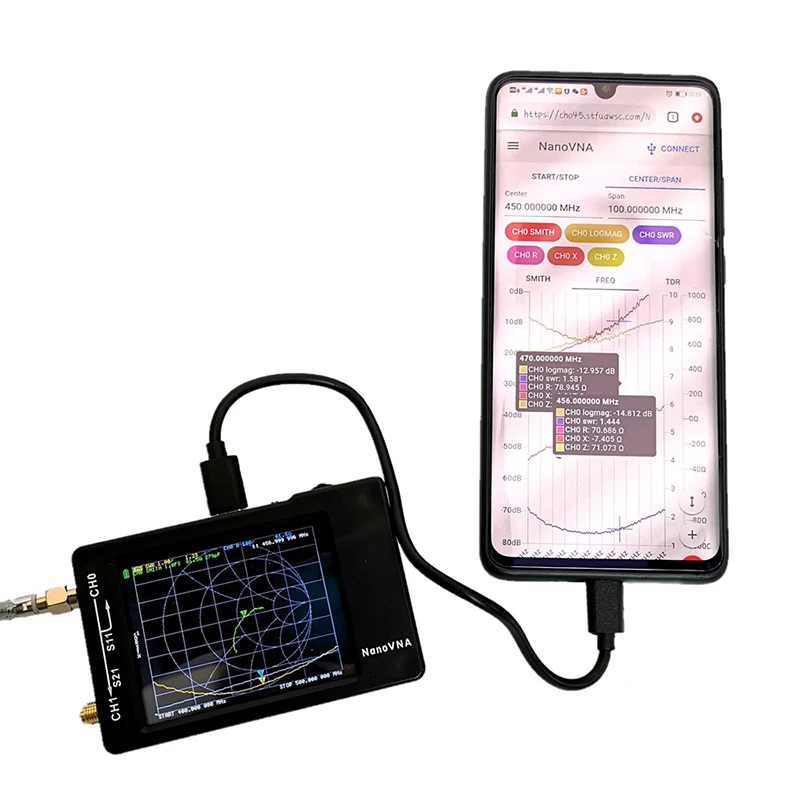 NanoVNA-H Hugen's version 50KHz~900MHz VNA 2.8 inch SWR Meter VHF UHF Antenna Analyzer