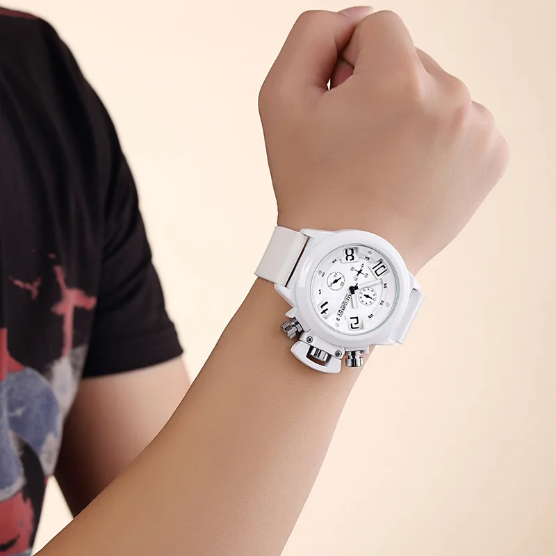 

Men's Military Sports Watches Large Dial Fashion Waterproof Silicone Strap Casual Quartz Wrist Watch Male Relogio Masculino