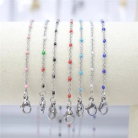 1 pc new stainless steel link cable chain necklace metal enamel fashion necklaces women men jewelry gifts 45cm 50cm60cm long
