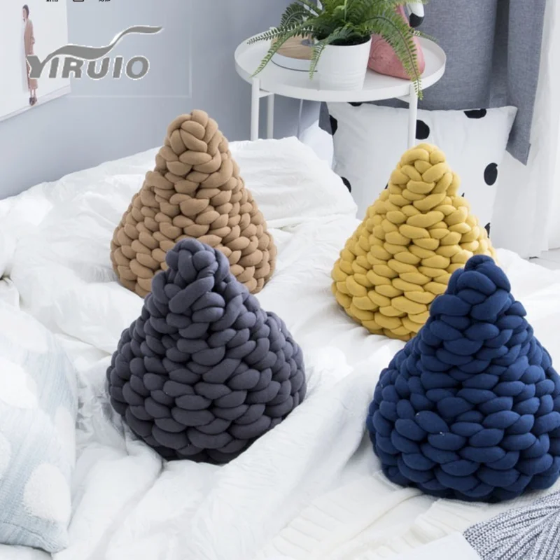 

YIRUIO Creative Handmake Knot Drop Shape Cushion DIY Pure Color Soft Throw Pillow Cute Pillow For Sofe Chair Gorgeous Home Decor