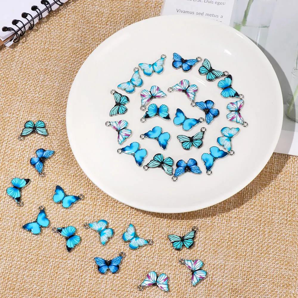10 PCS Gift Earrings Accessories DIY Material Necklace Bracelet Handmade Jewelry Blue Enamel Butterfly Charms Animal Pendants | Украшения и