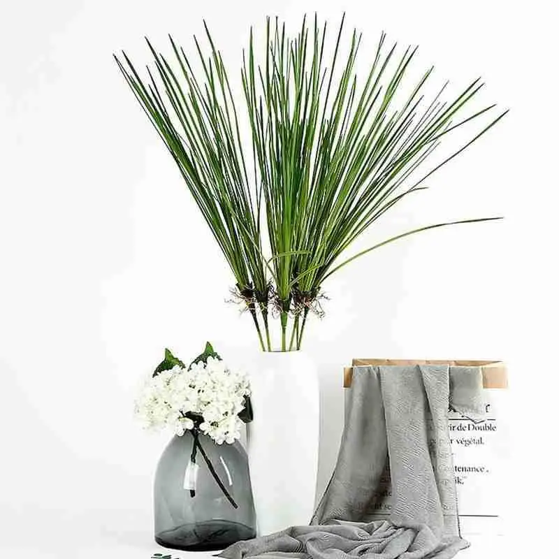 Искусственное зеленое растение тонкая трава 45 см пластиковое украшение в горшке