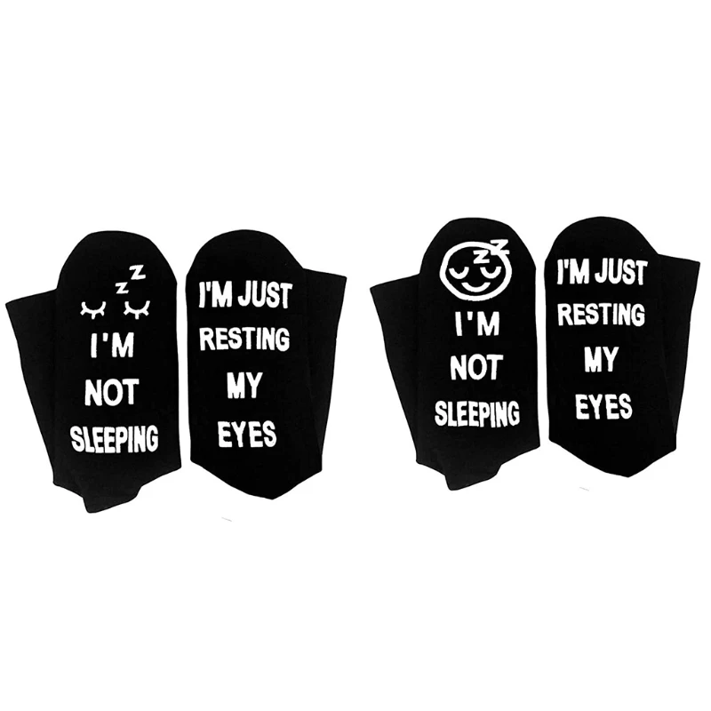 

Unisex Funny Sayings Cotton Socks Novelty I Am Not Sleeping Just Resting My Eyes Letters Hosiery Birthday Santa Gifts L5YB