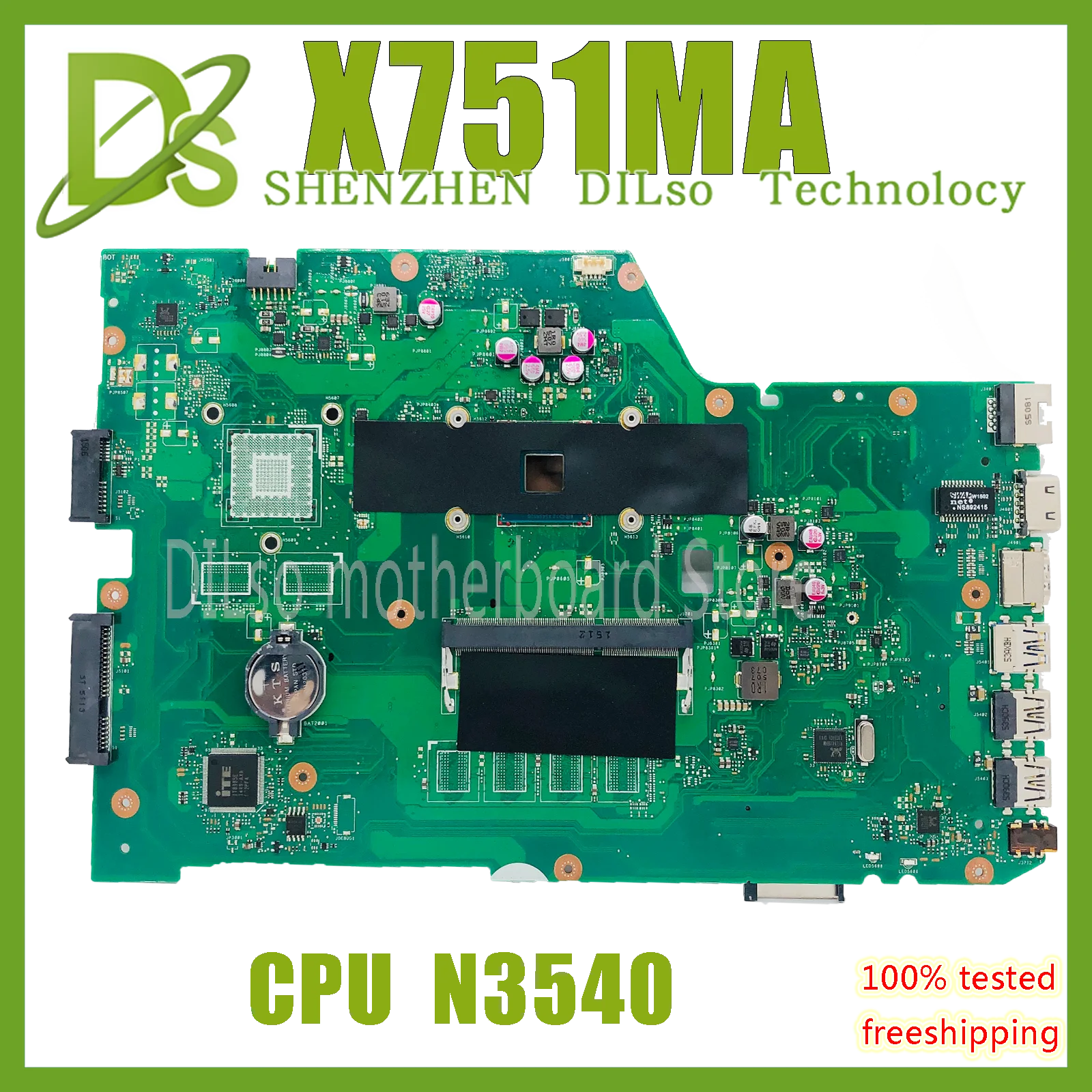 

KEFU X751MA N3530/N3540 CPU Материнская плата ASUS X751MD K751M K751MA R752M R752MA X751MJLaptop материнская плата 100% хорошо работает