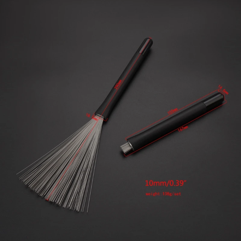 

1 Pair Retractable Metal Drums Sticks Brush, Springback Effect Wire Drum Brushes with Comfortable Rubber Handles