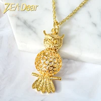 zeadear jewelry trendy new copper owl pendant with necklace hollow animal cute style for women high quality classic gifts