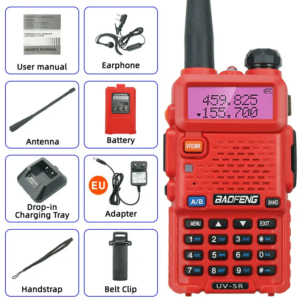

BAOFENG UV-5R VHF UHF Двухдиапазонная Любительская рация приемопередатчик красный