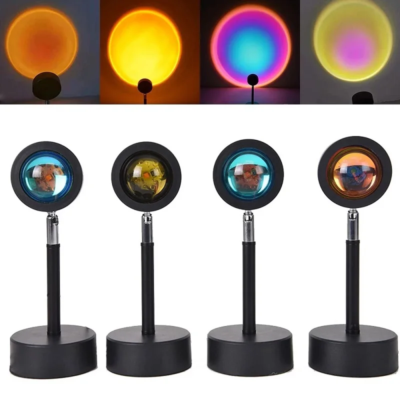 

Rainbow Sunset Projector Atmosphere Button Background Wall Decoration Projected Lamp Home Coffe Shop table lamp Colorful Light