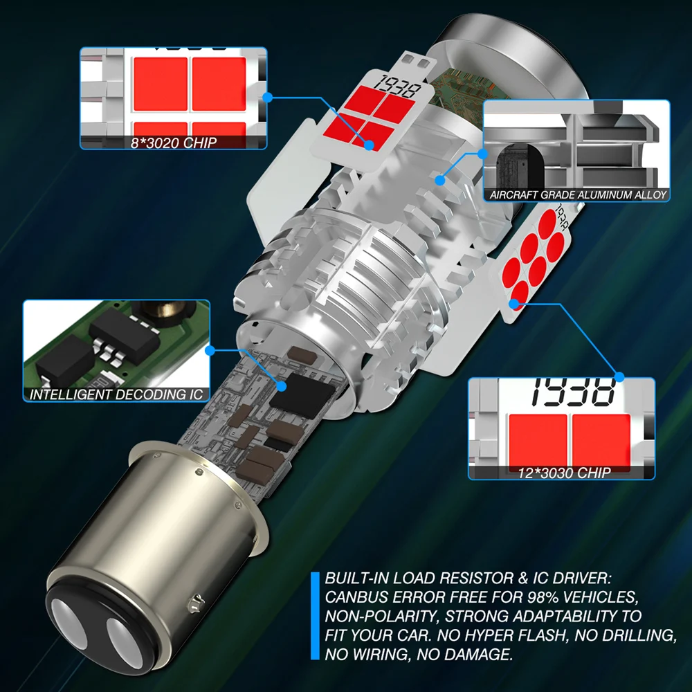 Светодиодная лампа CANBUS 1157 bay15d P21/5 Вт 3030 белая красная оранжевая стоп-сигнал