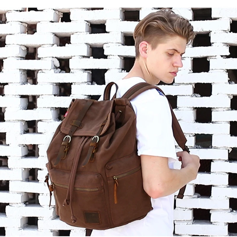 

Students School Bags Backpack Retro Canvas Feminina Men Backpack Mochila Bag Laptop For Teenagers Crazy Horse Backpack Boy