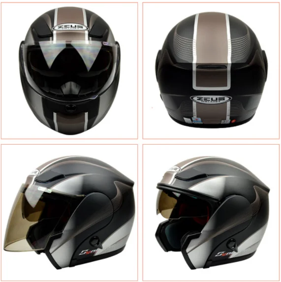 Модульный защитный шлем ZEUS мотоциклетный с двойными линзами полнолицевой