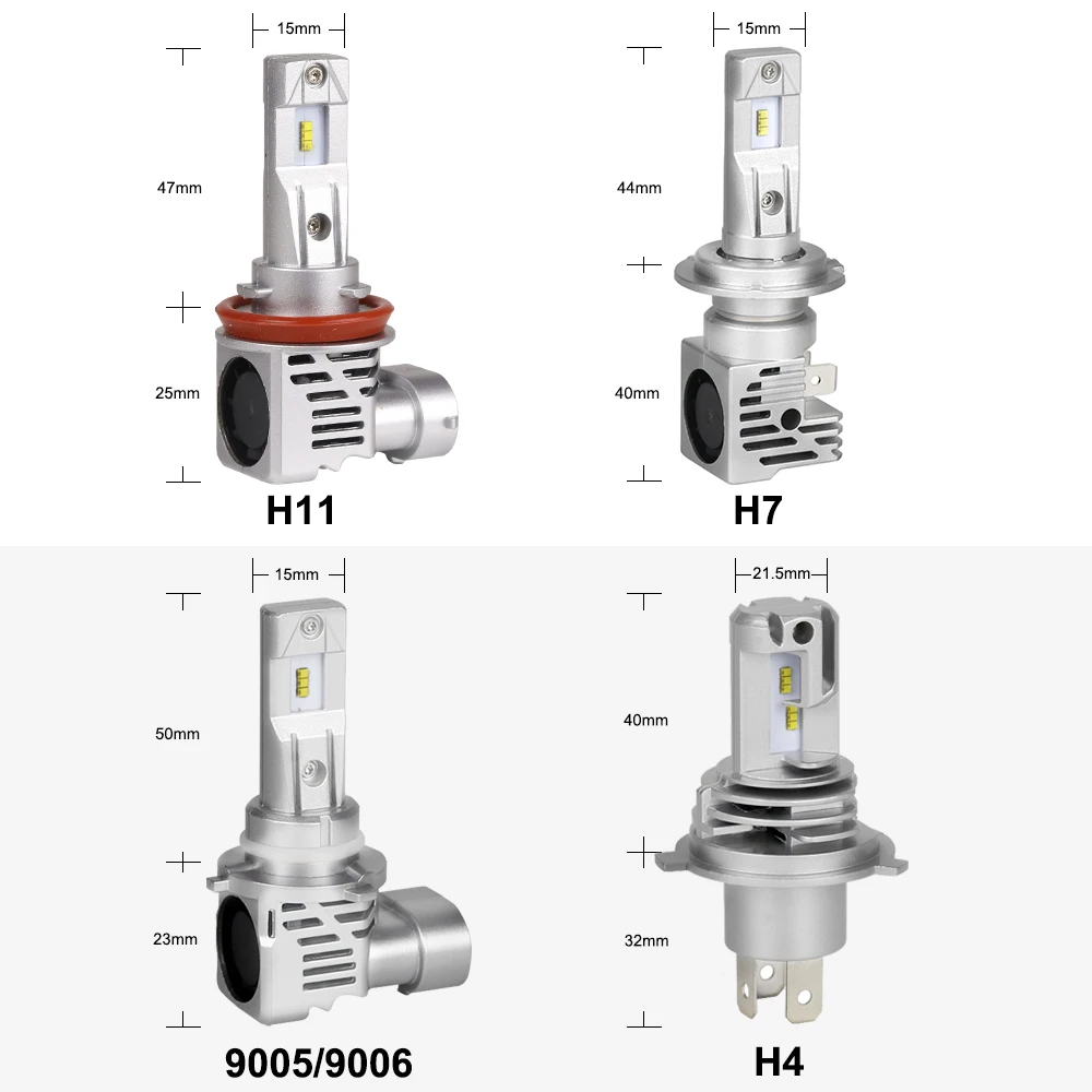 

ANMINGPU HB3 9005 Led Headlight Bulbs HB4 9006 H11 H8 H9 H4 9003 HB2 H7 H1 Led Bulbs ZES Chips 12000/LM 50W Car Headlight Bulbs
